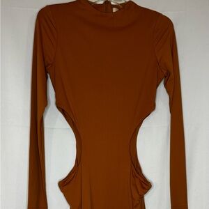 Meshki Long Sleeve Brown Cut-Out Dress